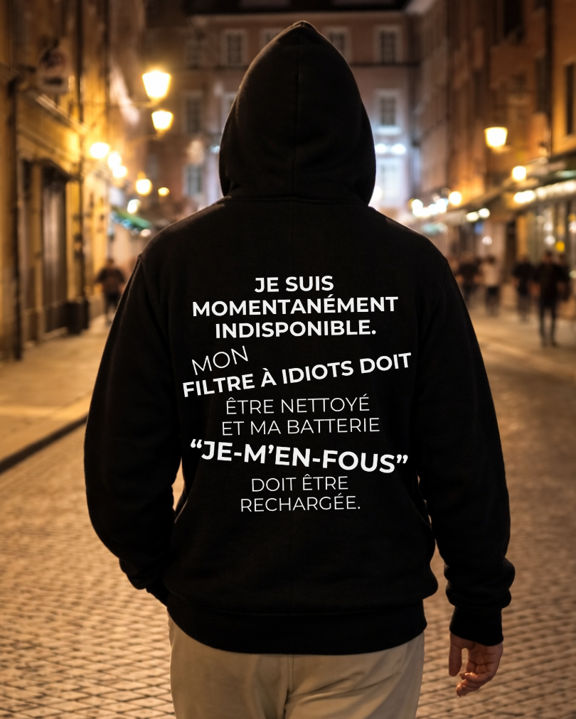 Idiot Filter - Hoodie Unisex met opdruk op de achterkant FR.