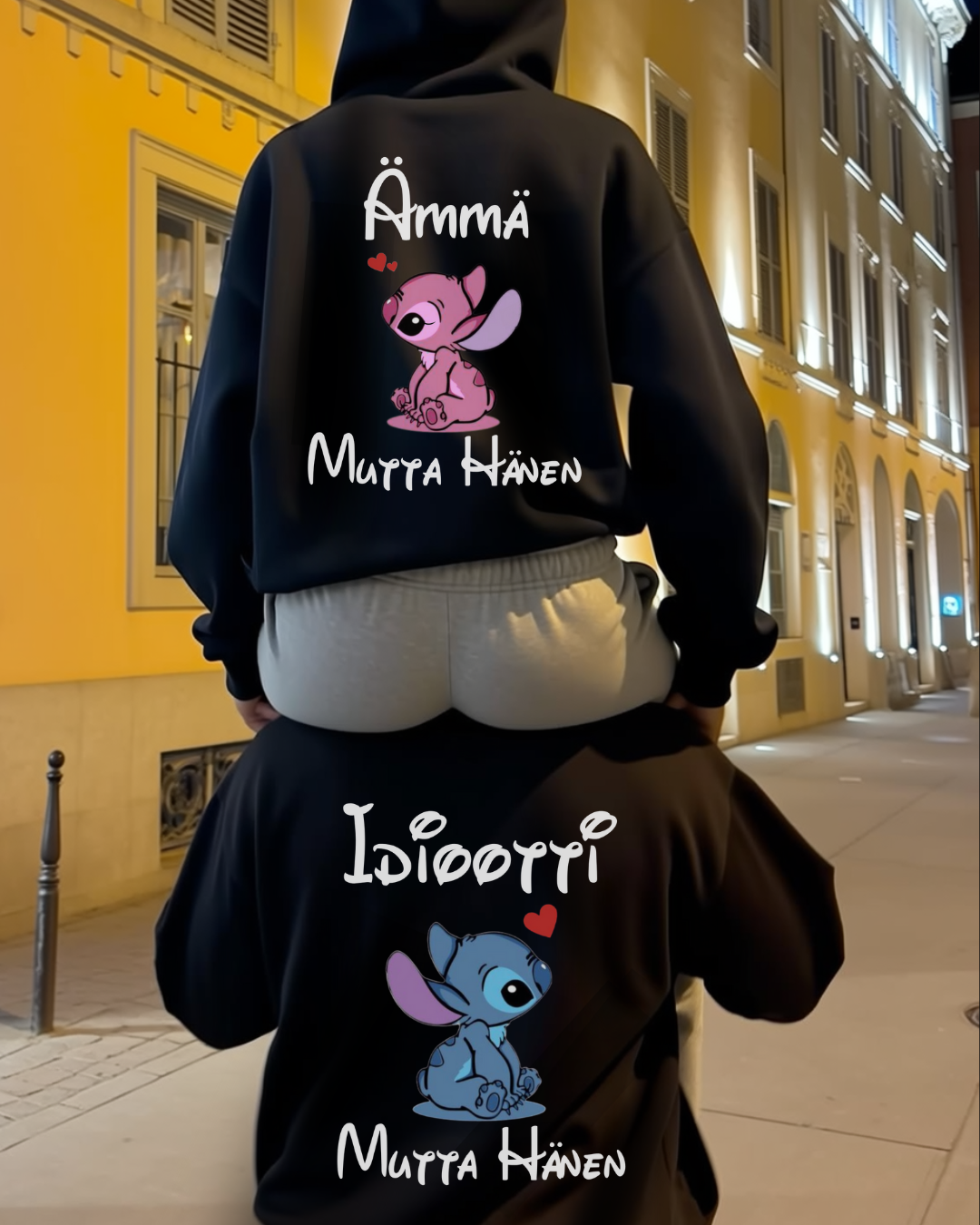 Ämmä mutta / Idiotti mutta Hoodie Couple Bundle FI.