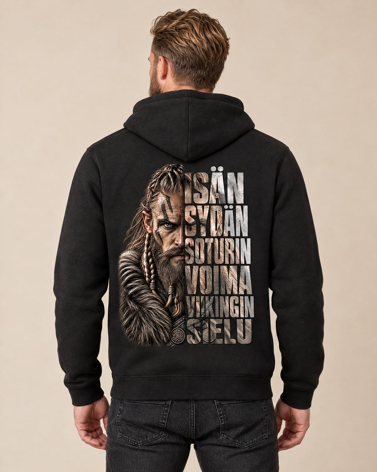 Viikinki-Isä - Premium Hoodie Backprint