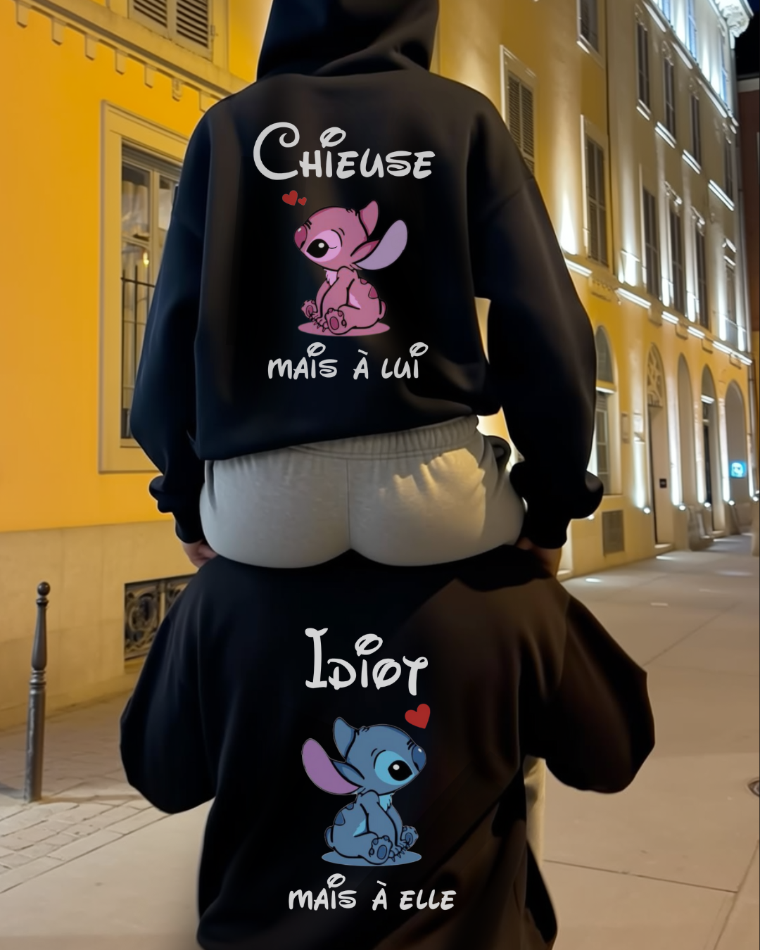 Idiot mais / Chieuse mais - Couple Hoodie FR.