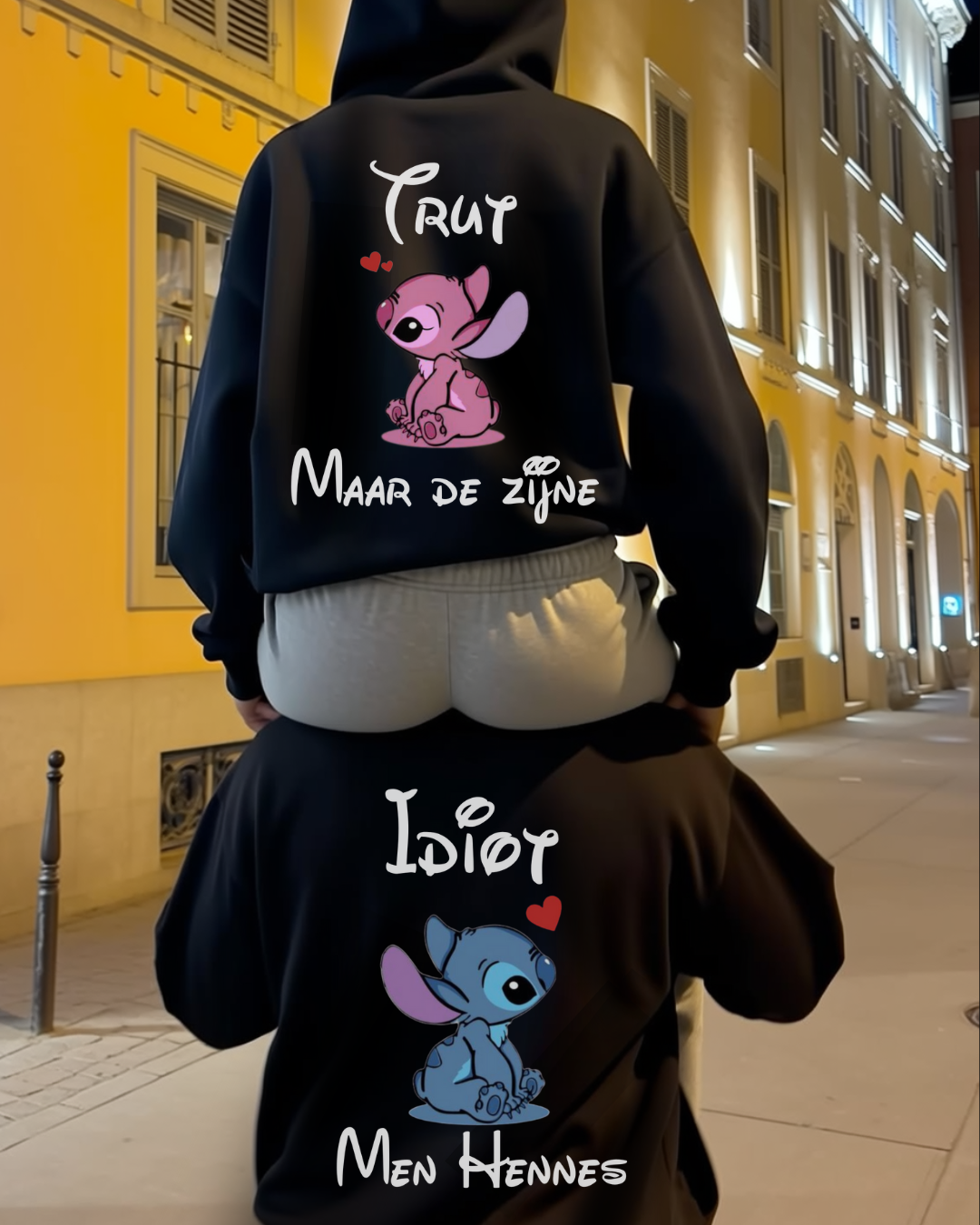 Idiot men / Trut maar - Couple Hoodie NL.