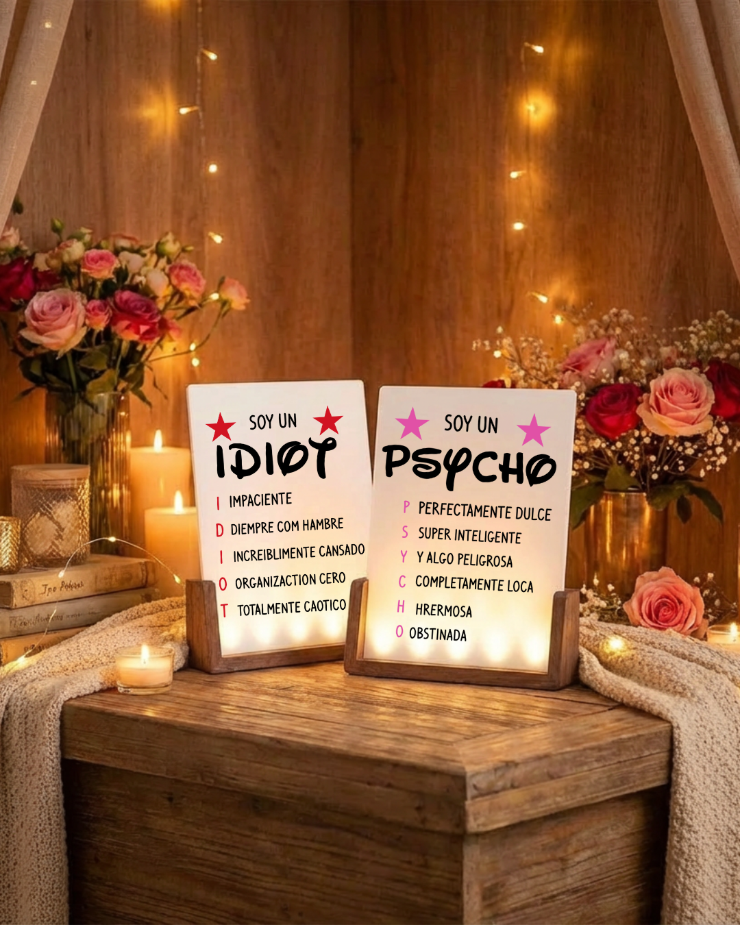 Idiot y Psycho - illuminated Picture Frame ESP.