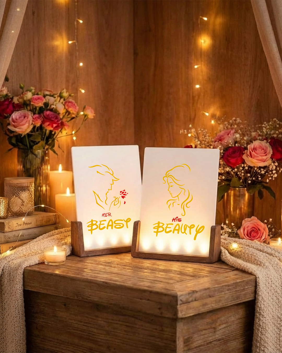 Beauty / Beast- illuminated Picture frame ENG.***