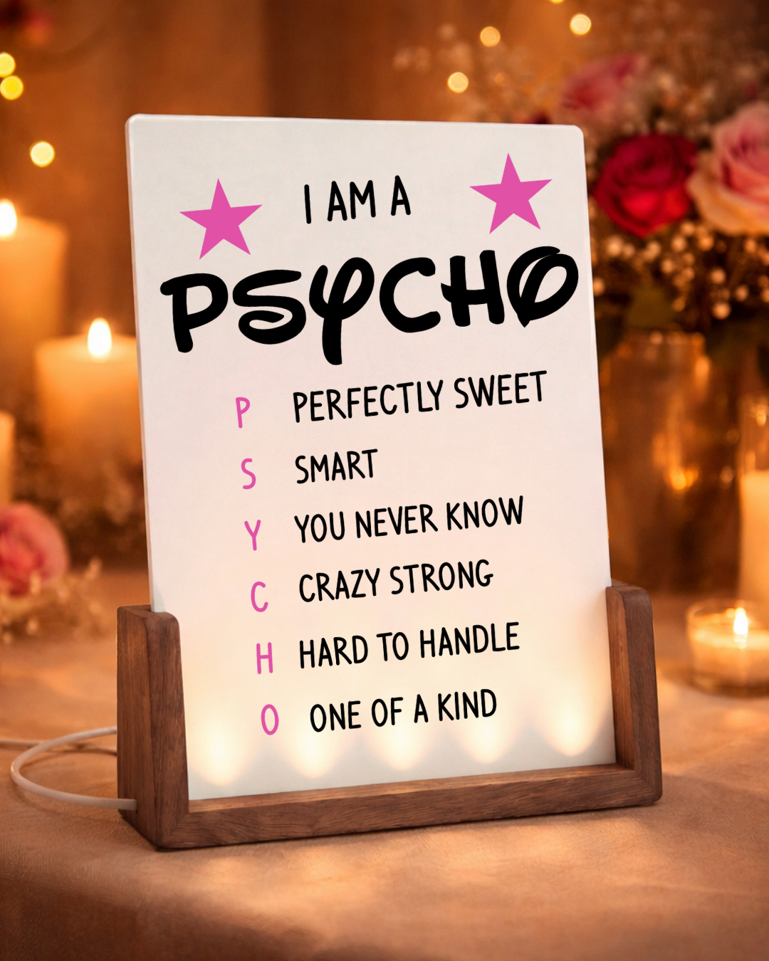 Im a Psycho - illuminated picture frame ENG.