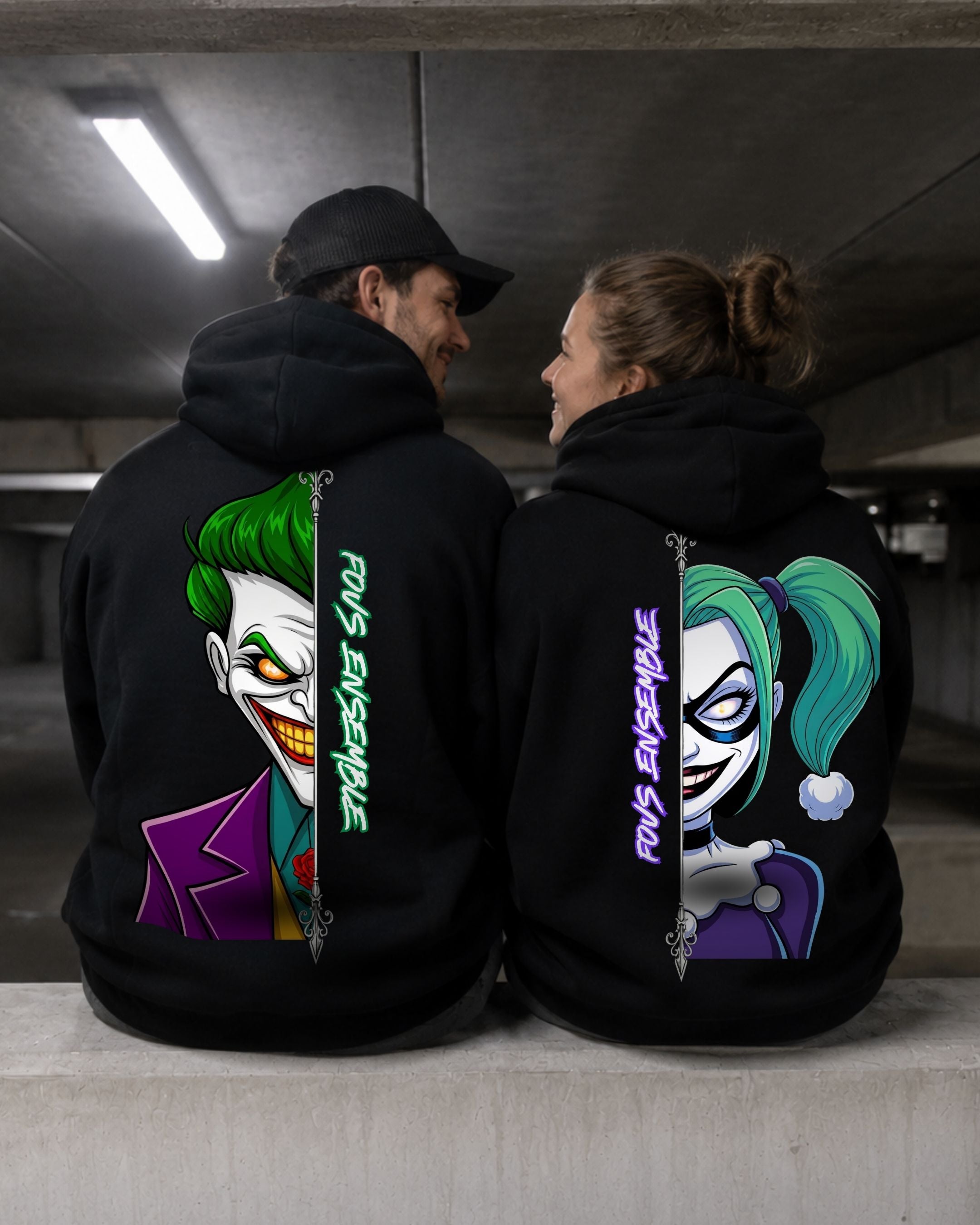 Fous Ensemble Cartoon - Couple Hoodie Bundle