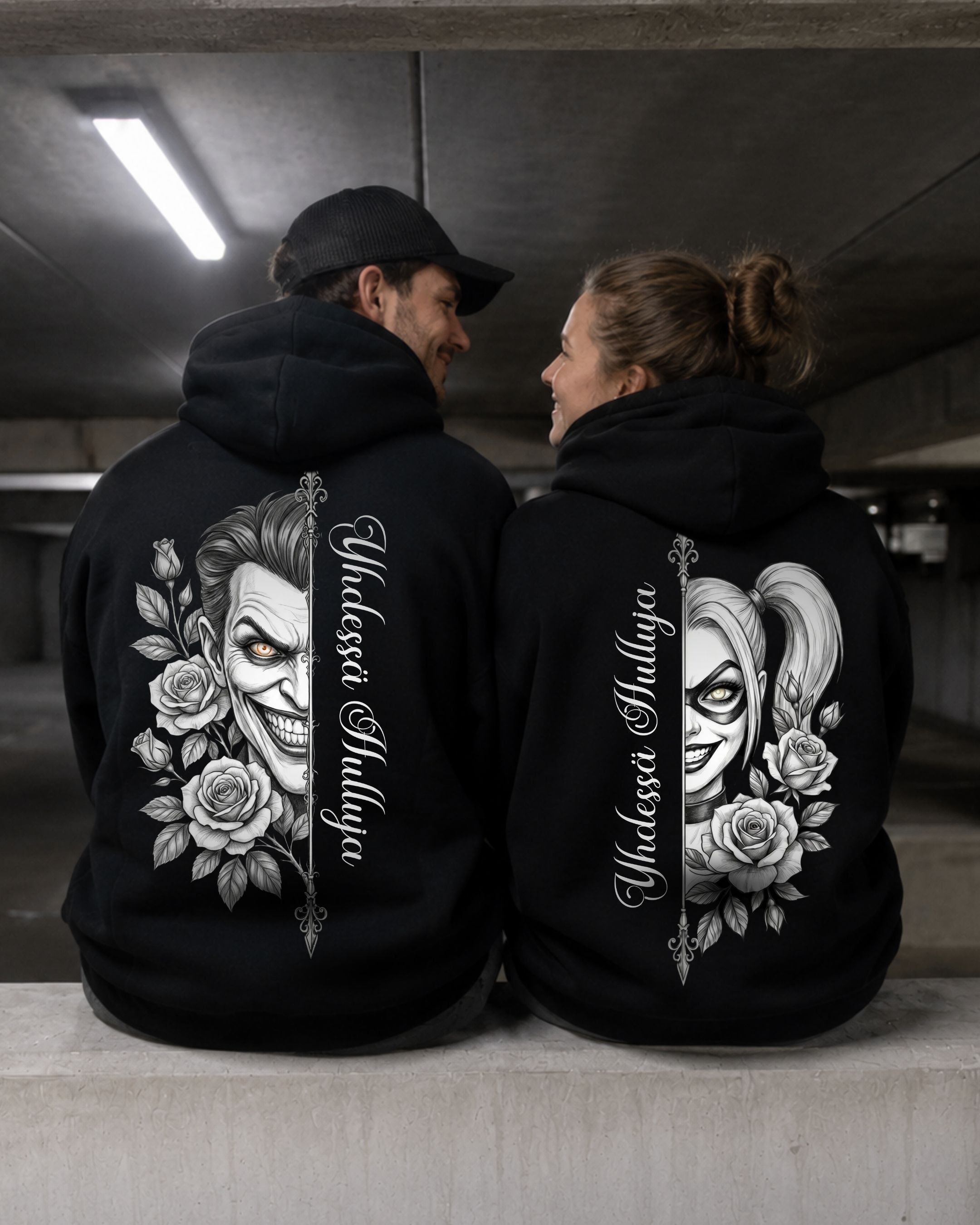 Yhdessä Hulluja B&W - Couple Hoodie Bundle