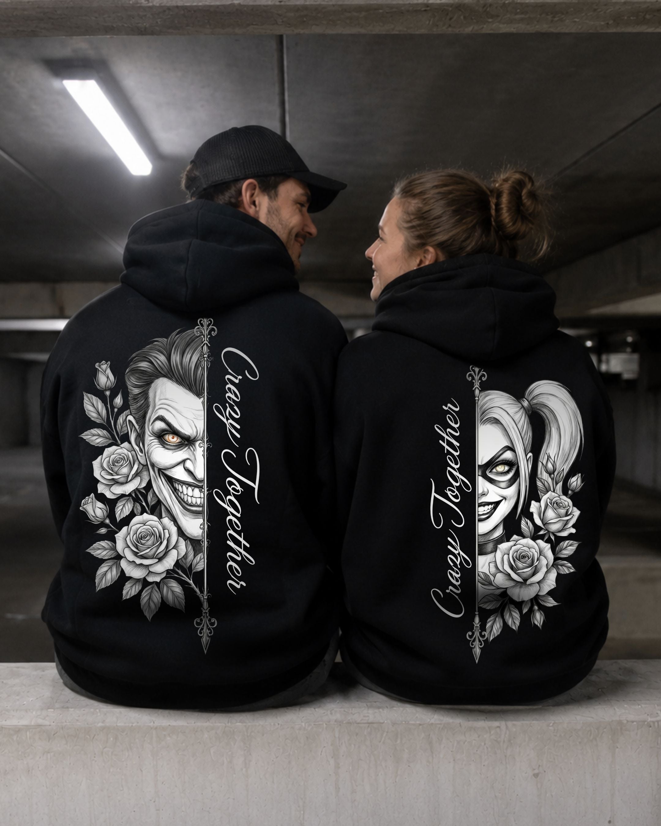 Crazy Together B&W - Couple Hoodie Bundle