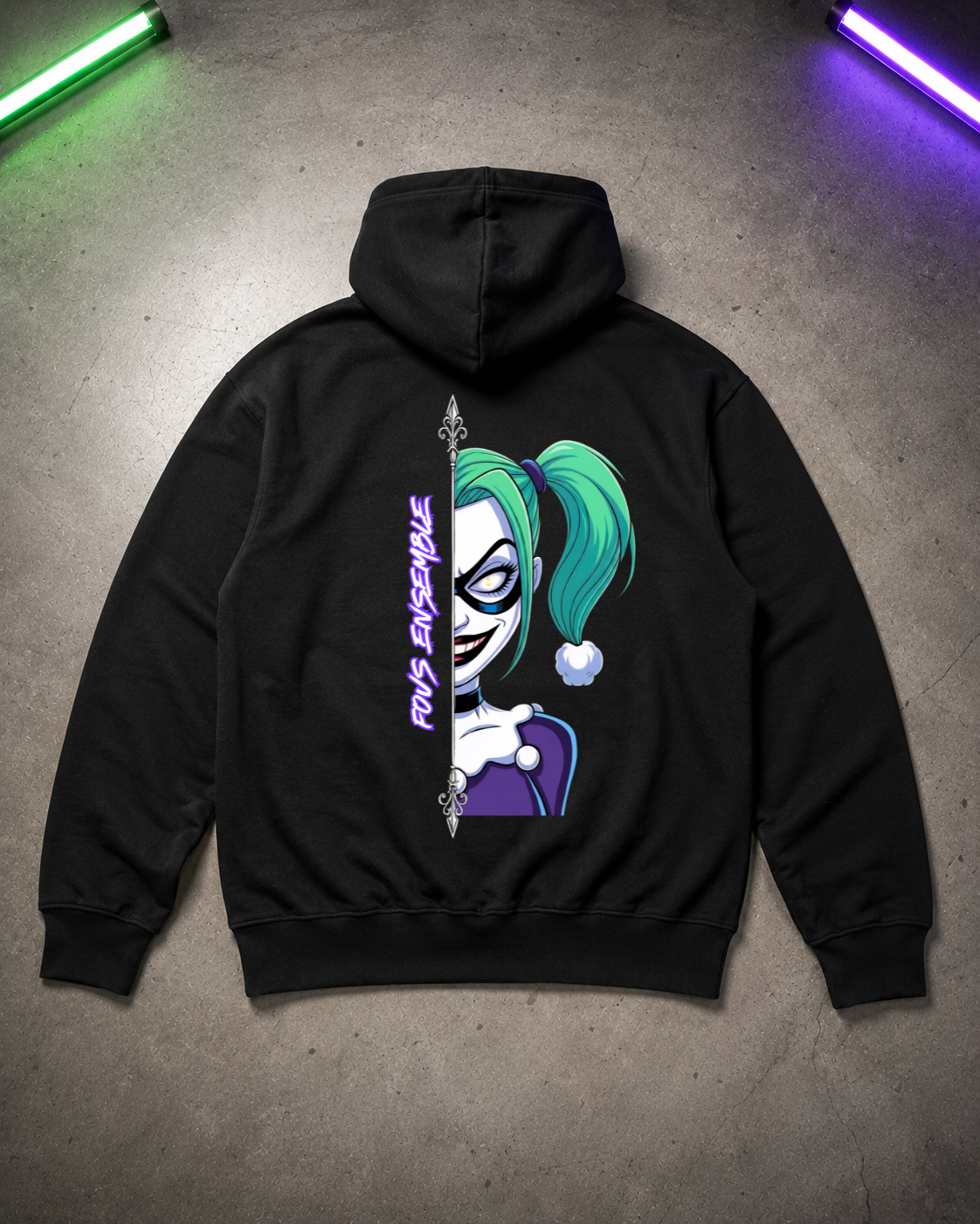 Fous Ensemble Harley Cartoon 2 - Hoodie Unisex Backprint ***