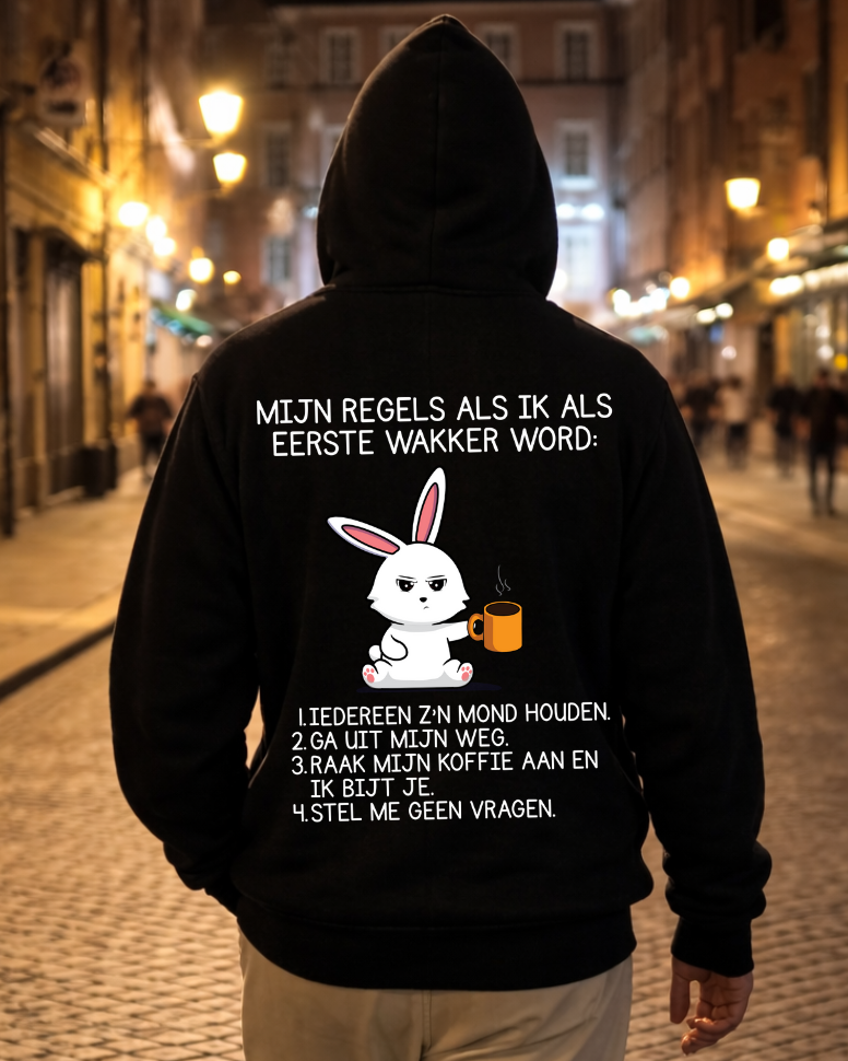 Bunny Rules - Hoodie Unisex met opdruk op de achterkant (NL).