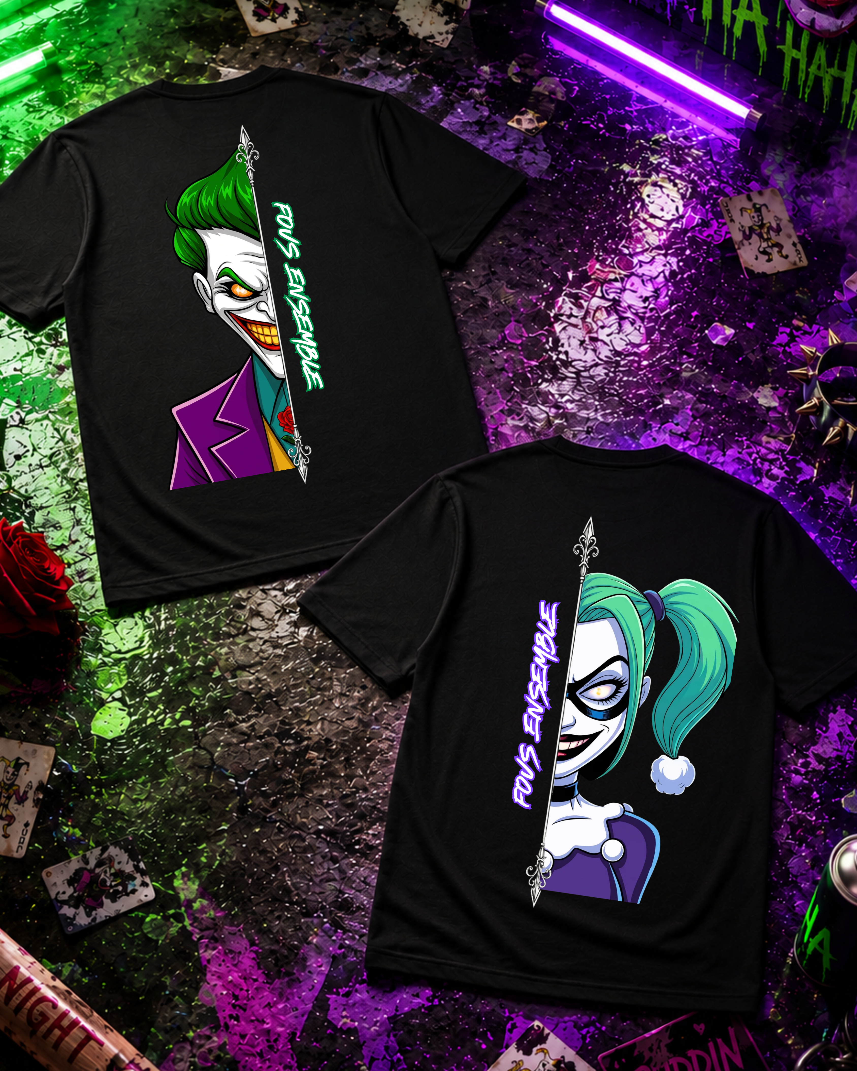 Fous Ensemble Cartoon - Couple Shirt Bundle