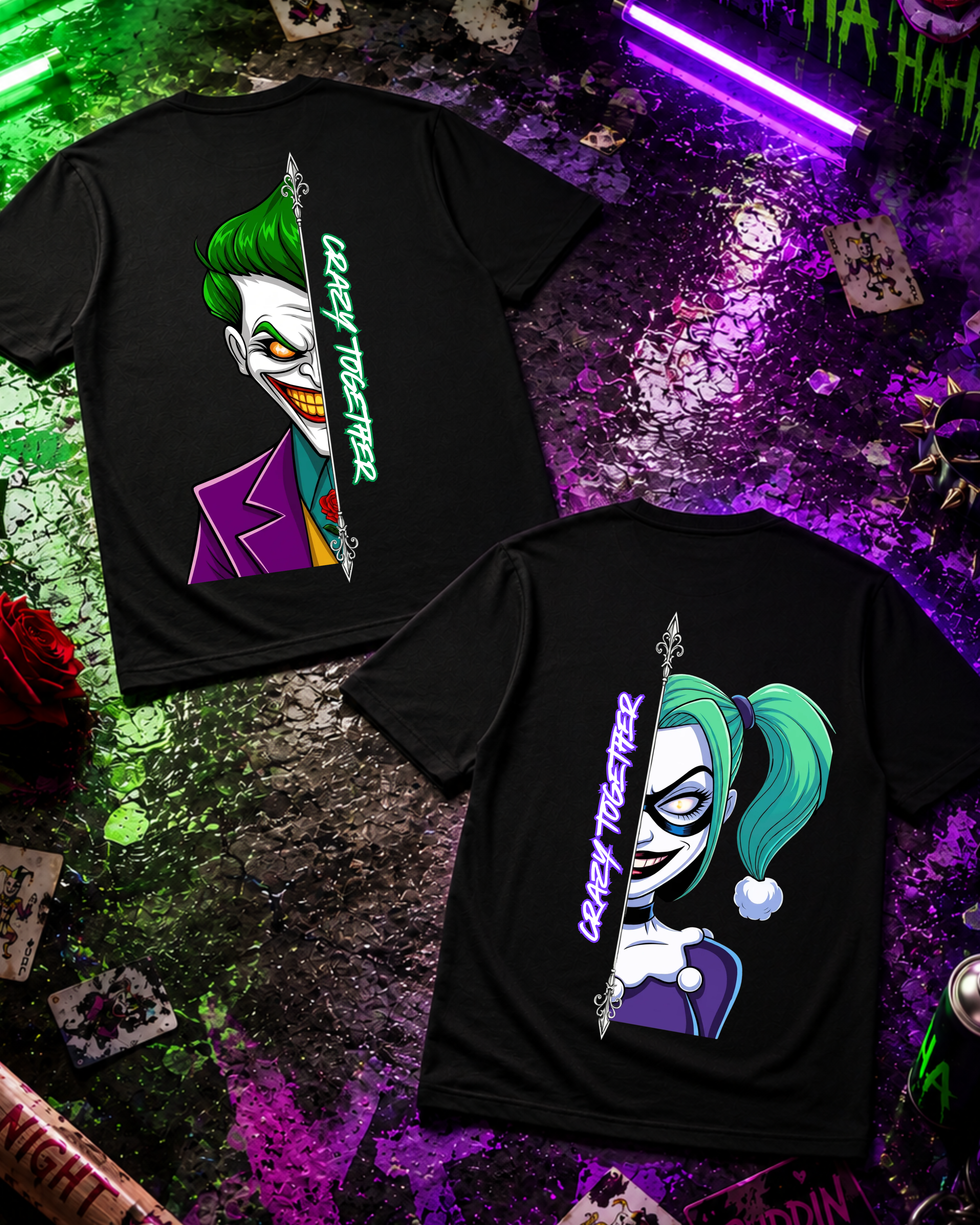 Crazy Together Cartoon - Couple Shirt Bundle