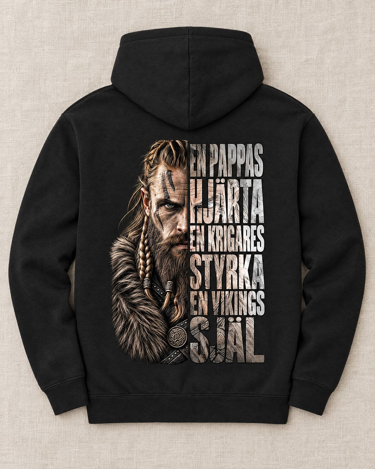 Vikingpappa – Premium hoodie med ryggtryck