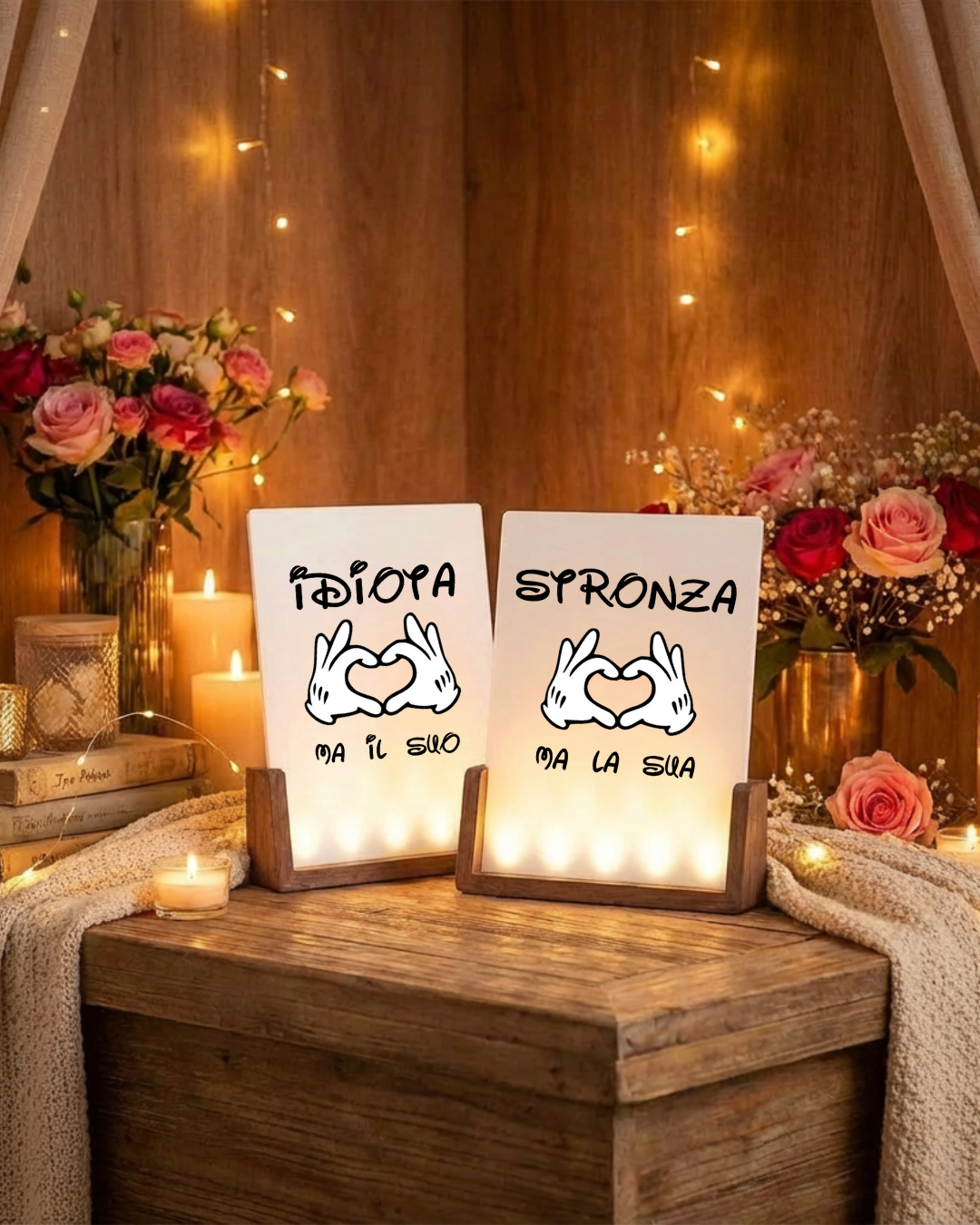 Idiota / Stronza - illuminated Picture ITA.