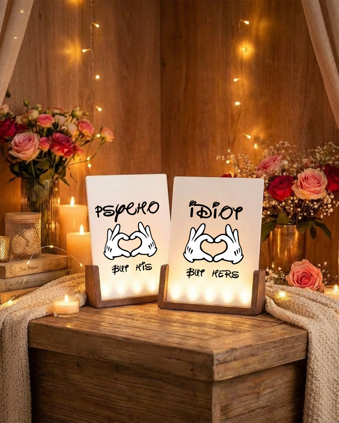 Psycho / Idiot - illuminated Picture frame ENG.***