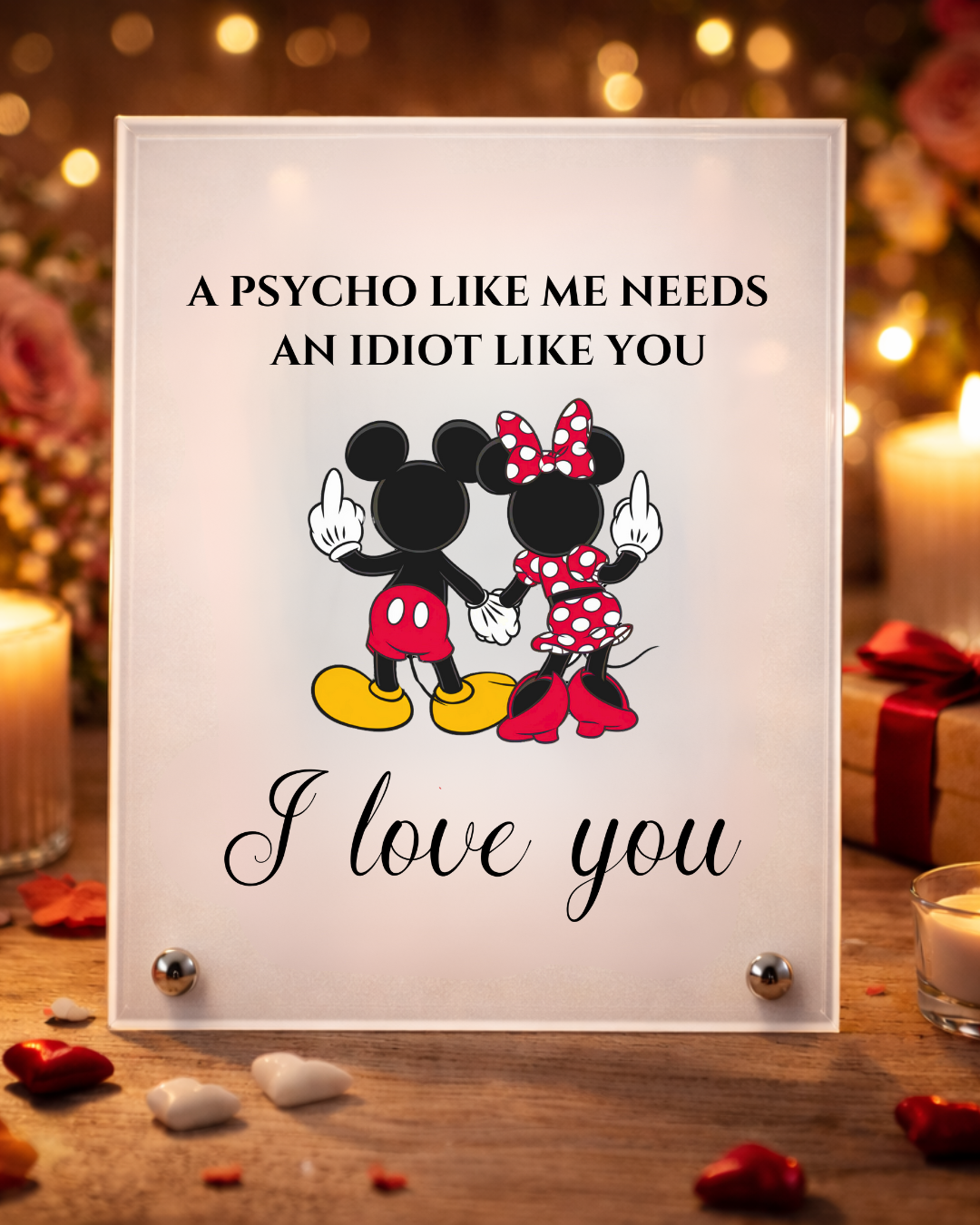 love him - glass stand ENG